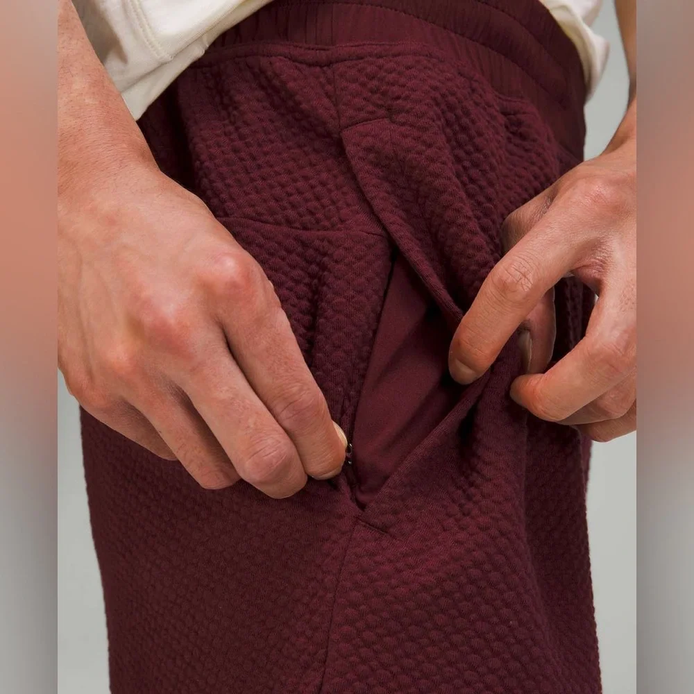 Lululemon At Ease Jogger Red Merlot Textured Knit Sweatpants Men Small